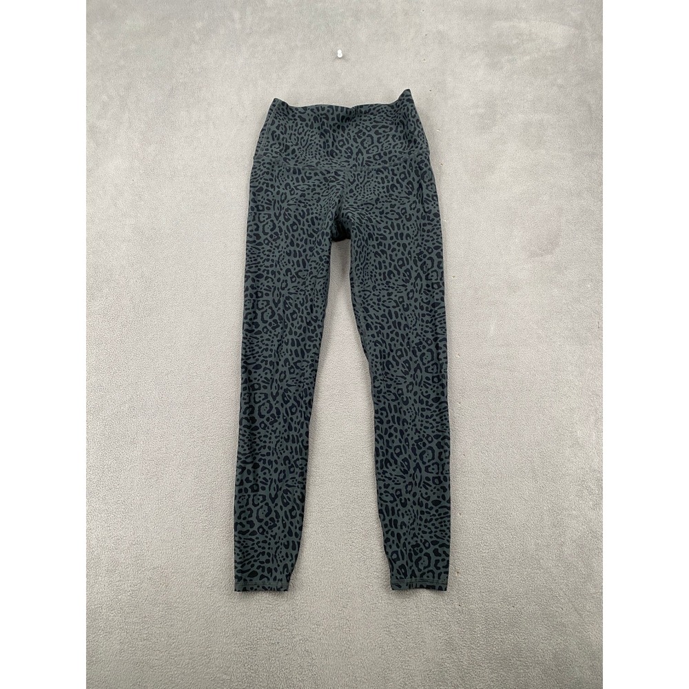 JoyLab Womens High-Waisted Leopard Print Leggings Green Black Small 8465